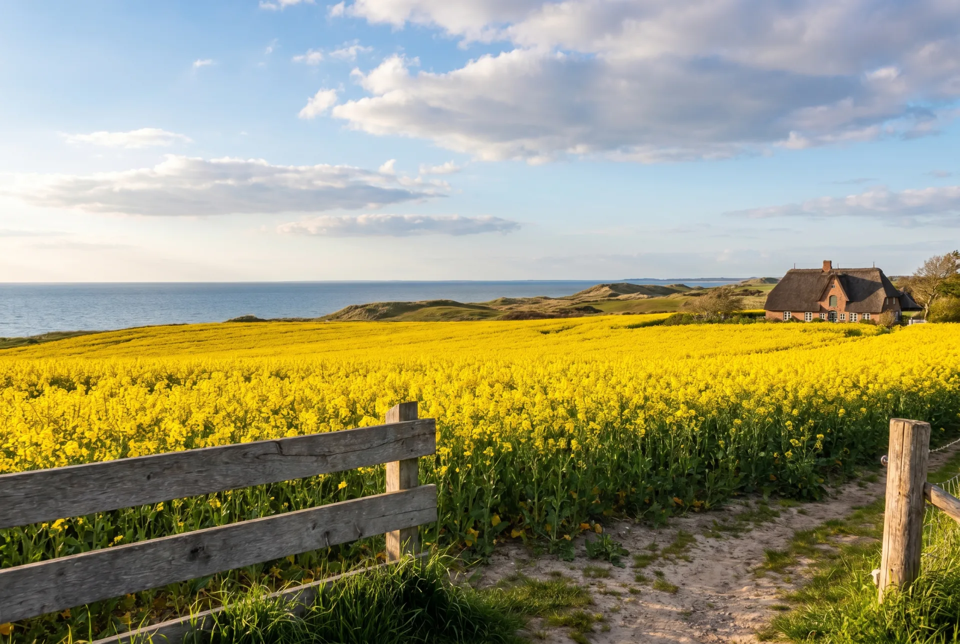 Rapsfeld an der Ostseek\u00fcste auf dem Weg nach K\u00fchlungsborn